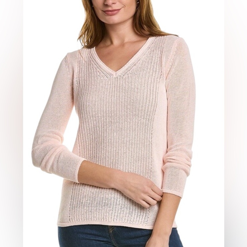 J. McLaughlin Donovan Light Pink Knit Pullover V-Neck Sweater - S - Picture 12 of 12